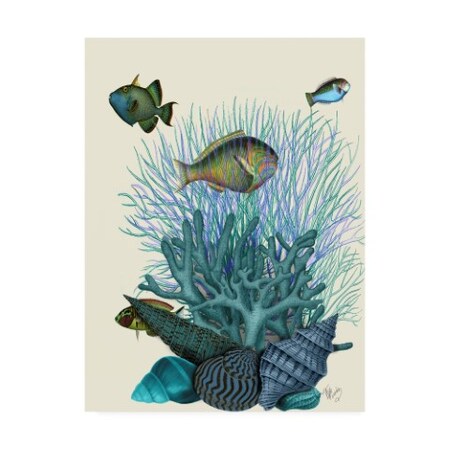 Fab Funky 'Fish Blue Shells And Corals' Canvas Art,35x47